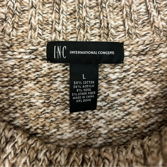 INC Retro Glamour Cowl Neck Knit Sweater Brown/Tan Stretchy Bodycon Size L - Picture 4 of 6